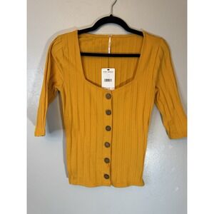 NWT Free People Butter Gold Knit Top Size M
